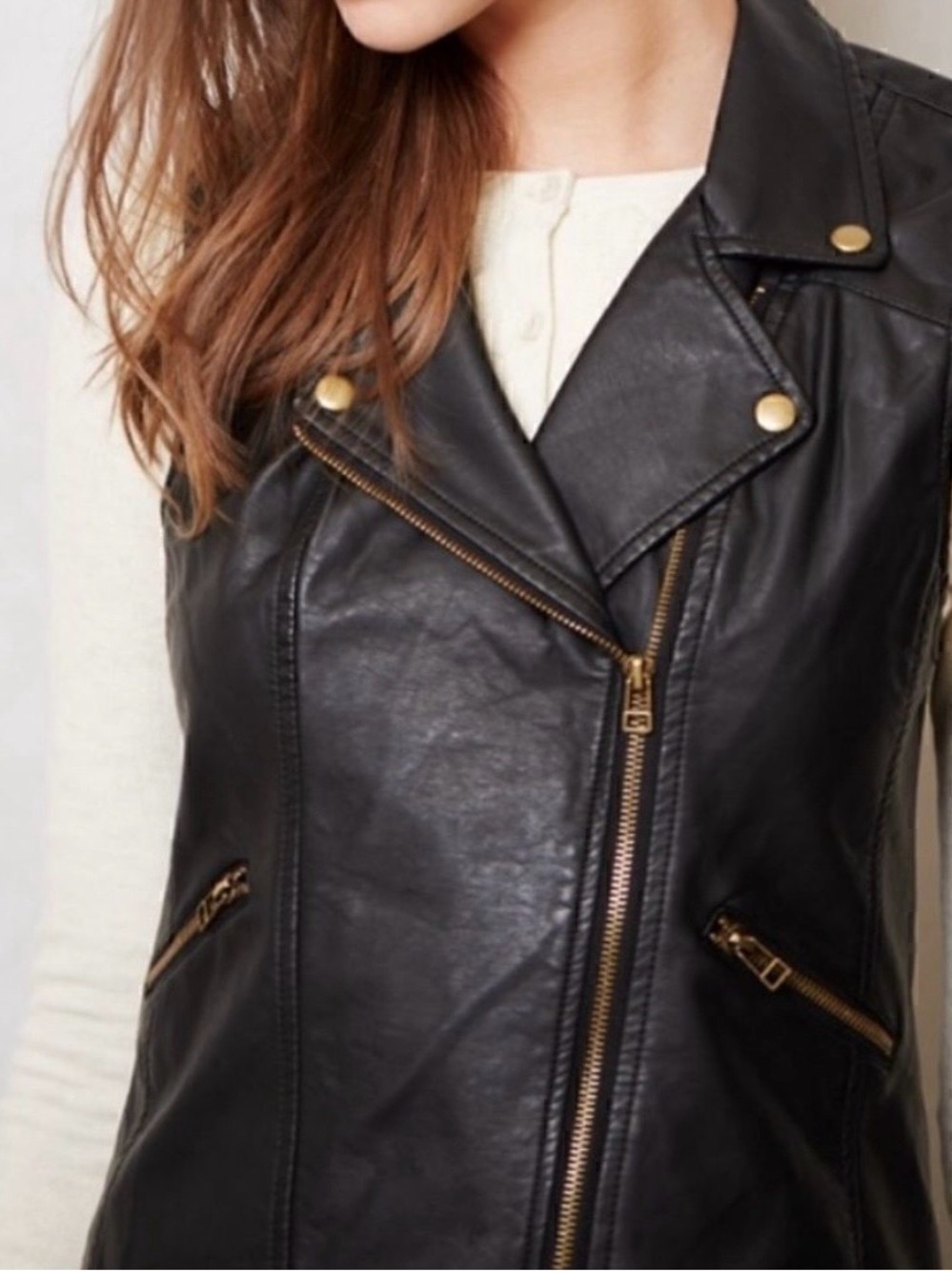Sanctuary black faux leather vest Size S Vegan leather Biker Edgy Moto Grunge